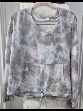 Zoe + Phoebe Pullover Hoodie Sweatshirt Women Size XL Pink Blue Gray FastShip